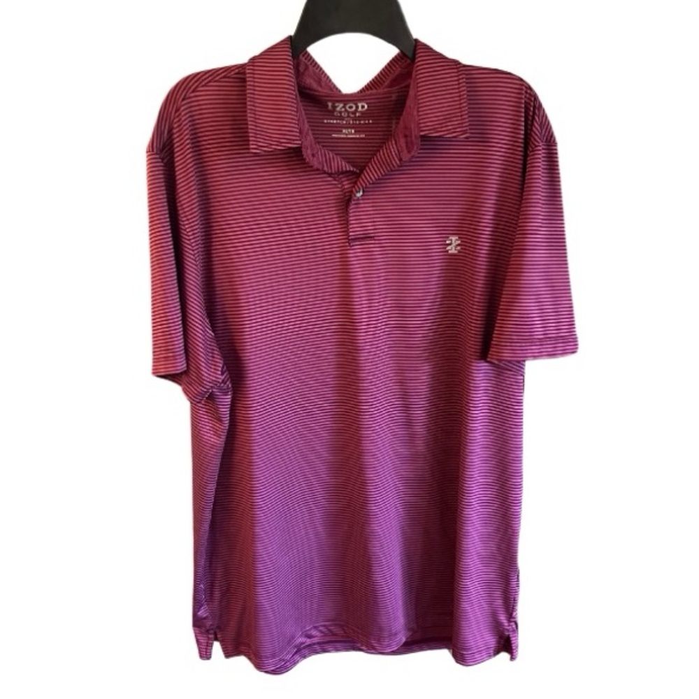 Men’s XL Izod Golf Shirt. Burgundy Striped